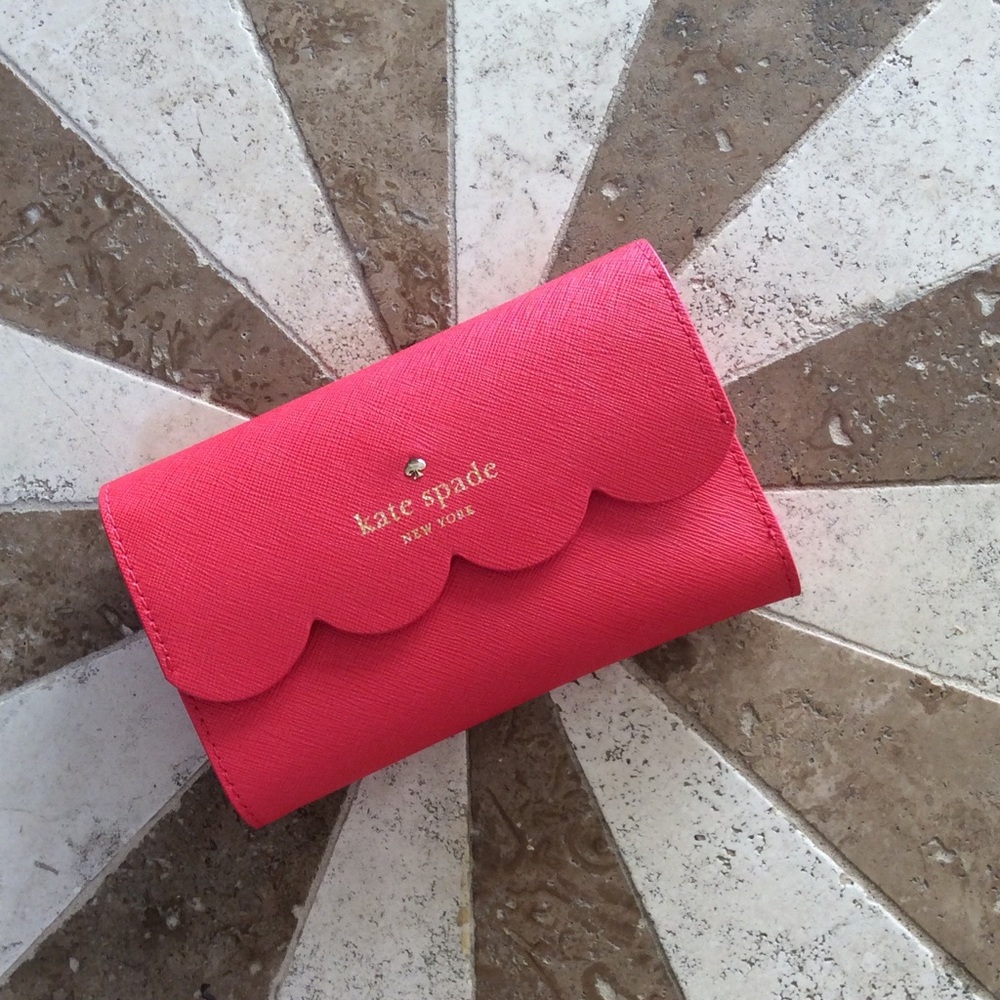 kate spade coral scallop flap wallet